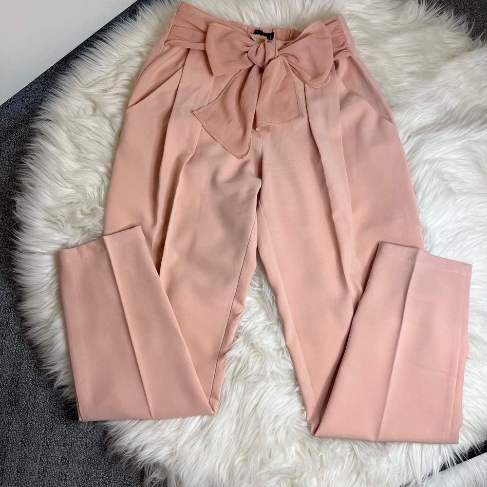 Clarte’ Elegant pink Tie-Waist Pants